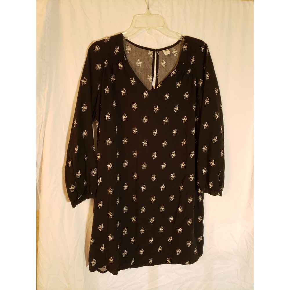 Women's Old Navy Black Floral Long Sleeve Dress Size M